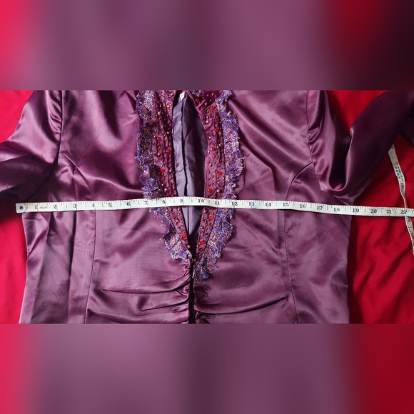 Women Evening 2 pieces Set Satin and Lace Jacket Mother of Bride Jacket Top - Picture 10 of 16